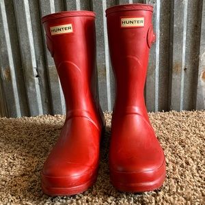 Red hunter boots